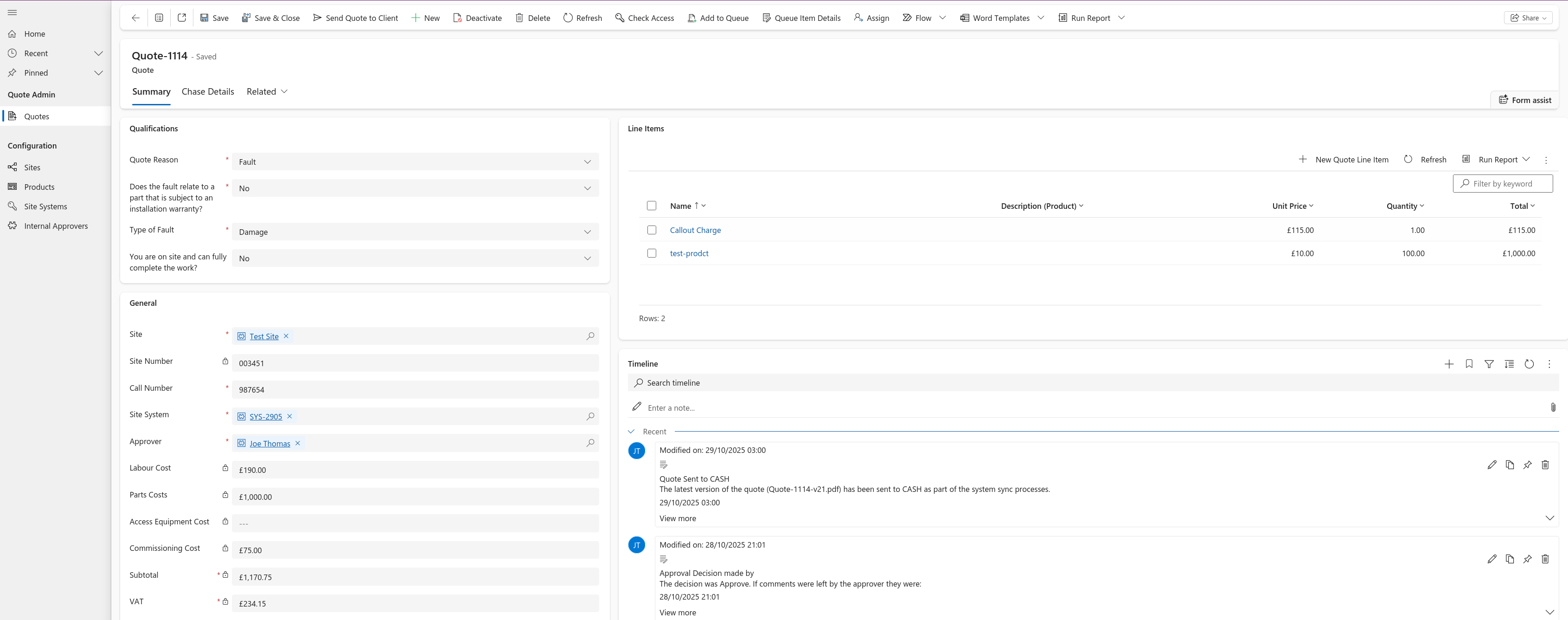 Power Quote CRM Interface