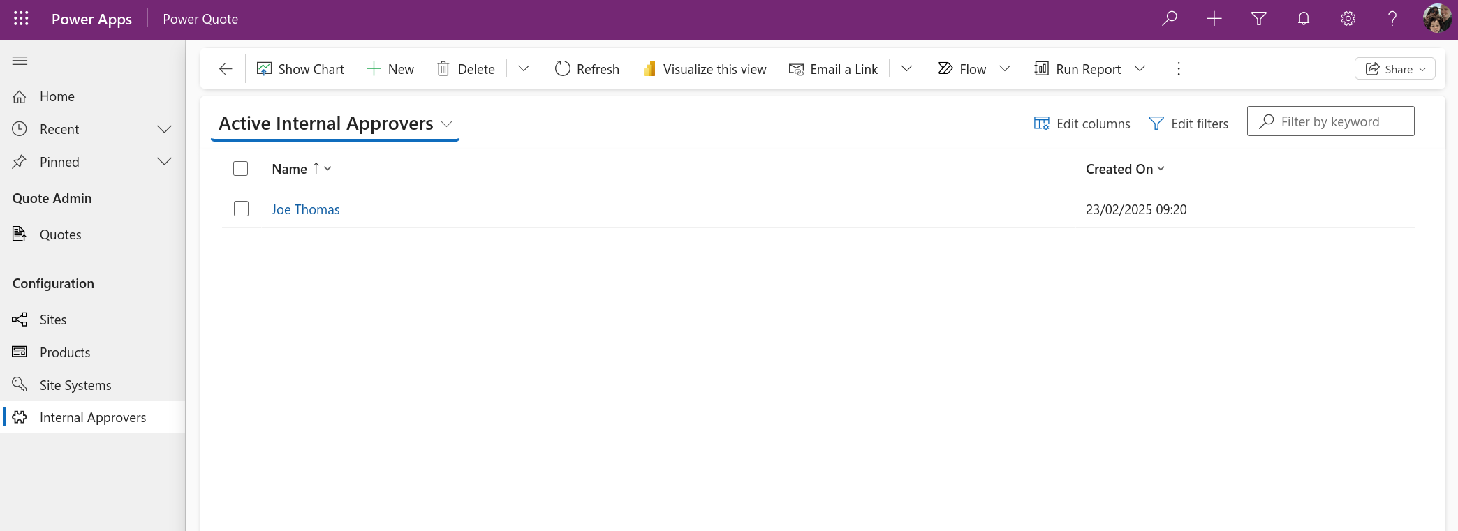Approvers - Quote Authorisation