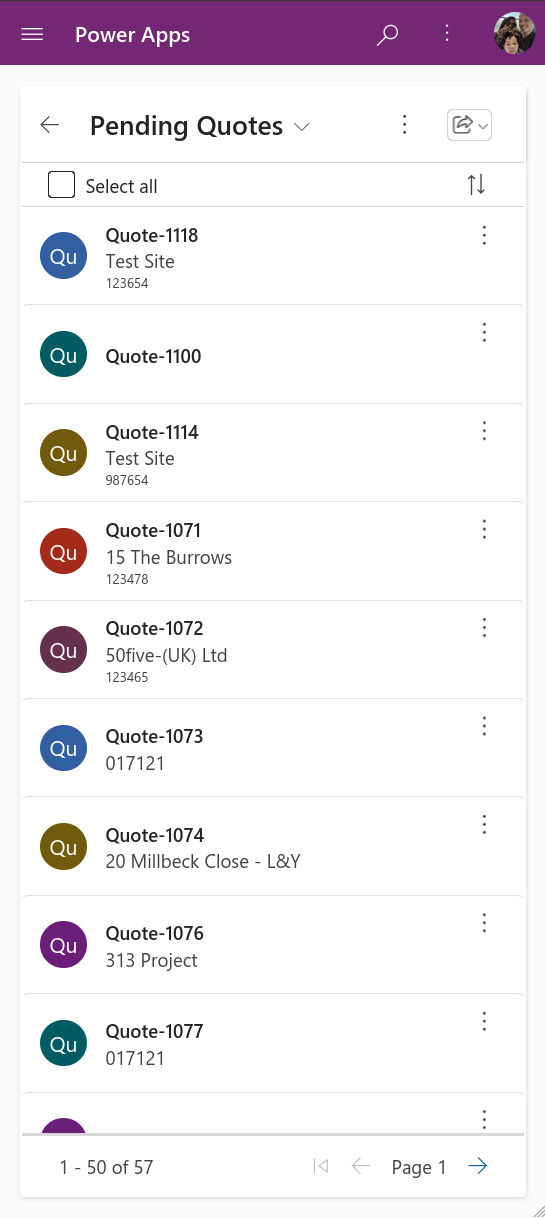 Power Quote Mobile View