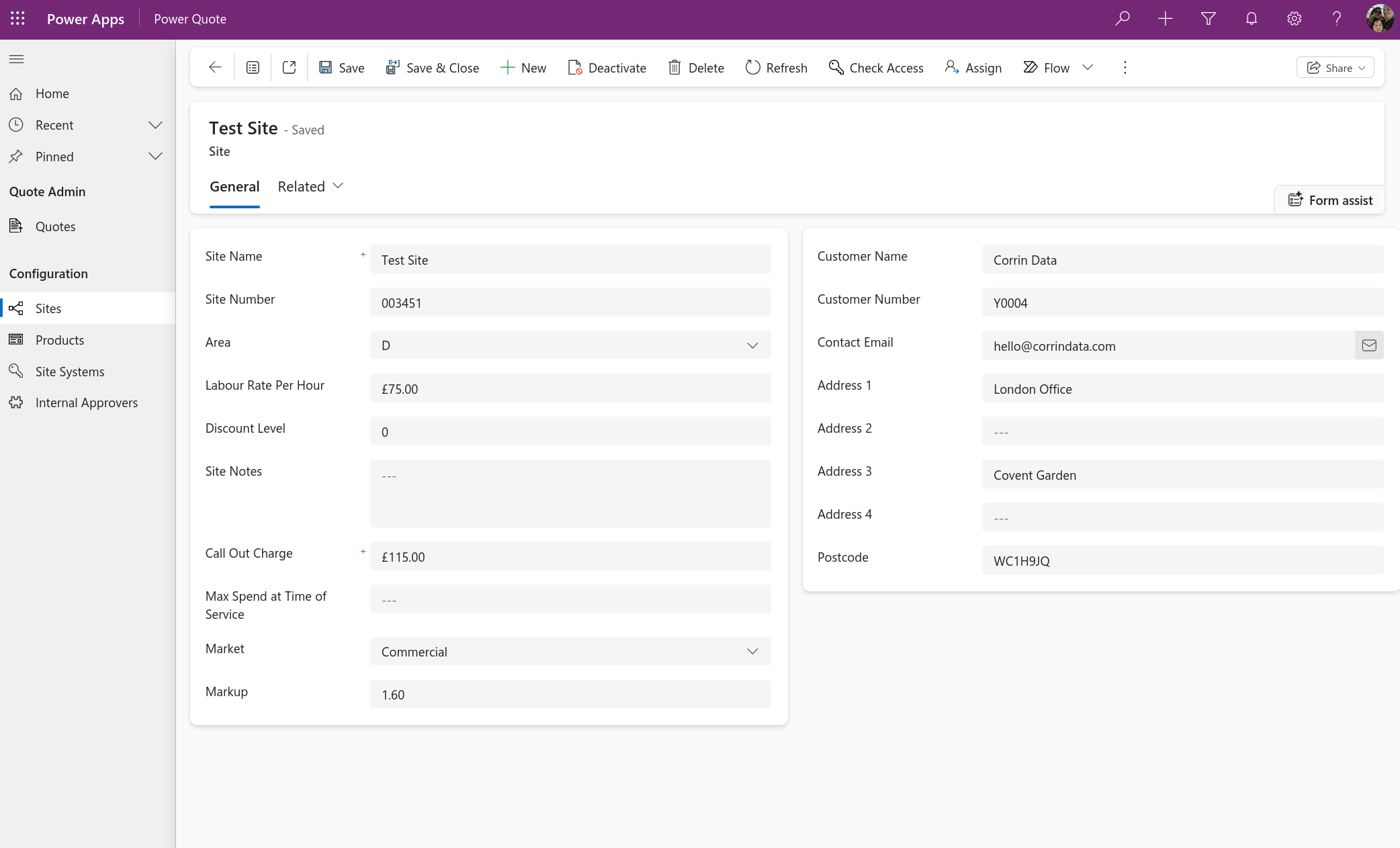 Sites - Customer Management